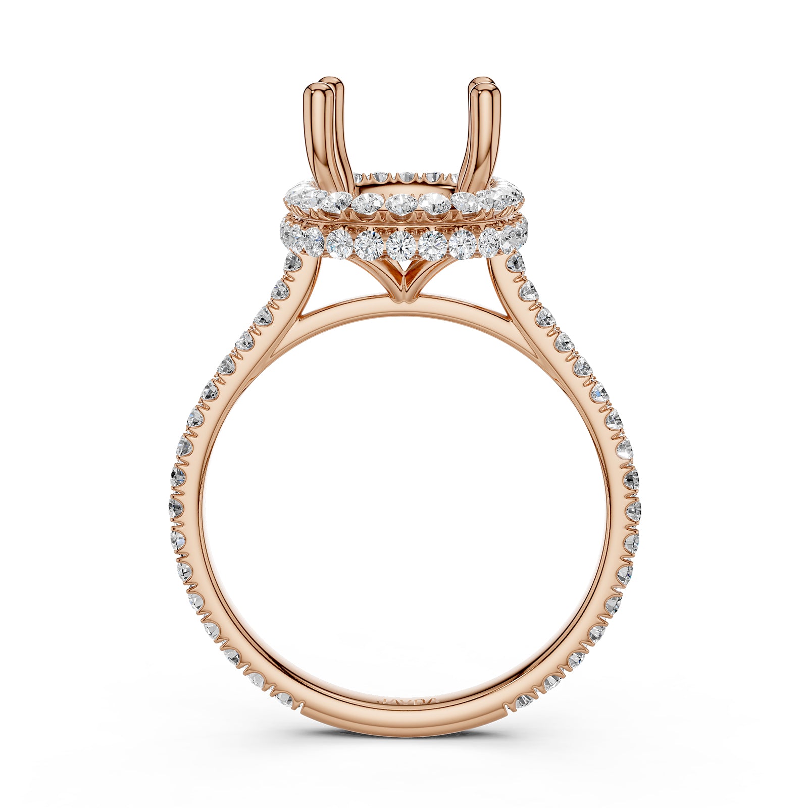 Double Halo Semi Mount Lab Grown Diamond Engagement Ring 0.53 Ct.